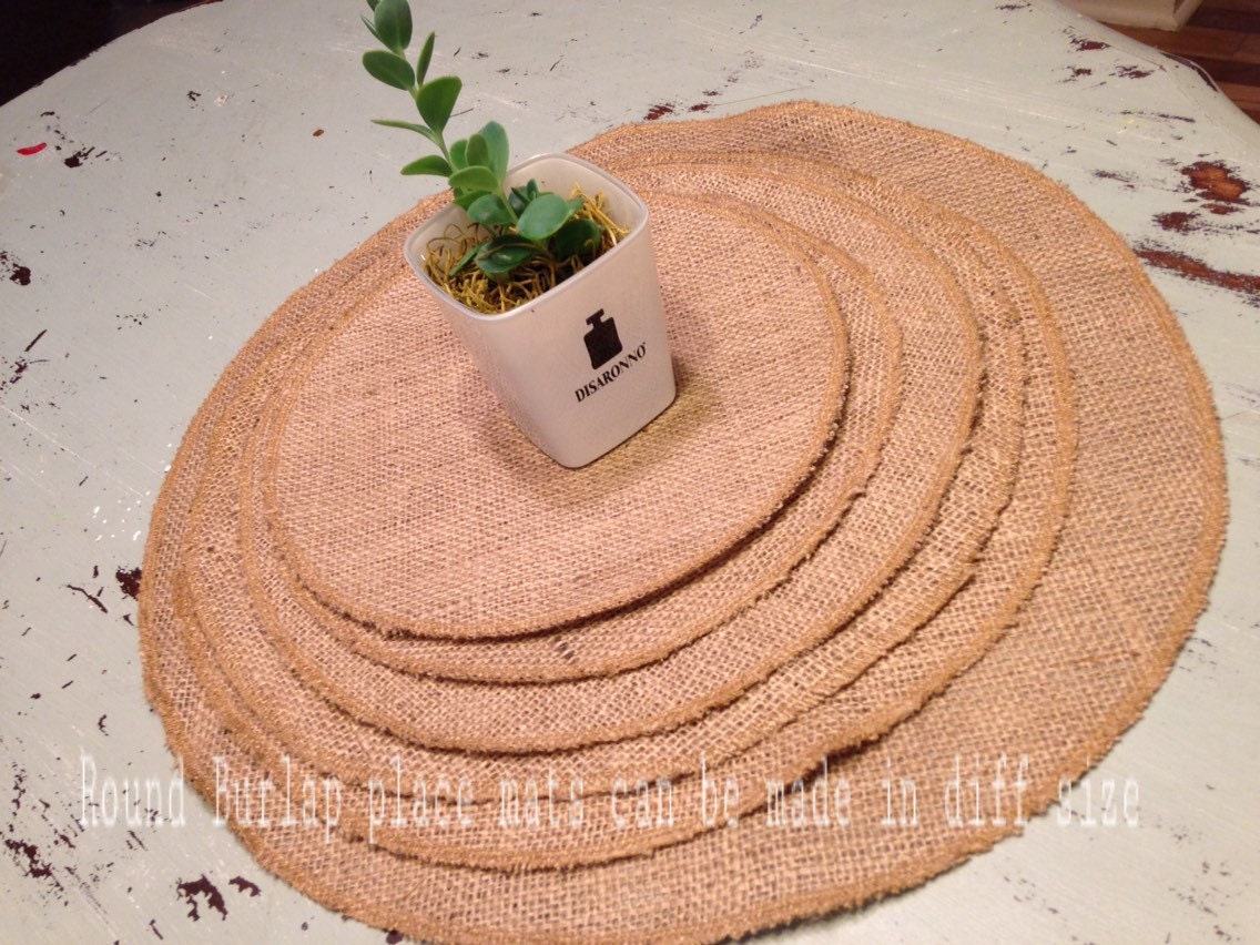 SALE Rustic burlap plain round placemats