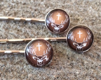 3 Jagermeister Bobby Pins - Handmade Bobby Pins - Jagermeister Gifts - Jager Jewelry - Jagermeister Jewelry - Jagermeister