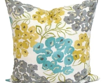 Teal YELLOW Pillow Cover, Gray Pillow, Pillow, Floral Pillow, Decorative Pillow, Gold, Best Selling.All Sizes, Cushion, Euro, Floral Cushion