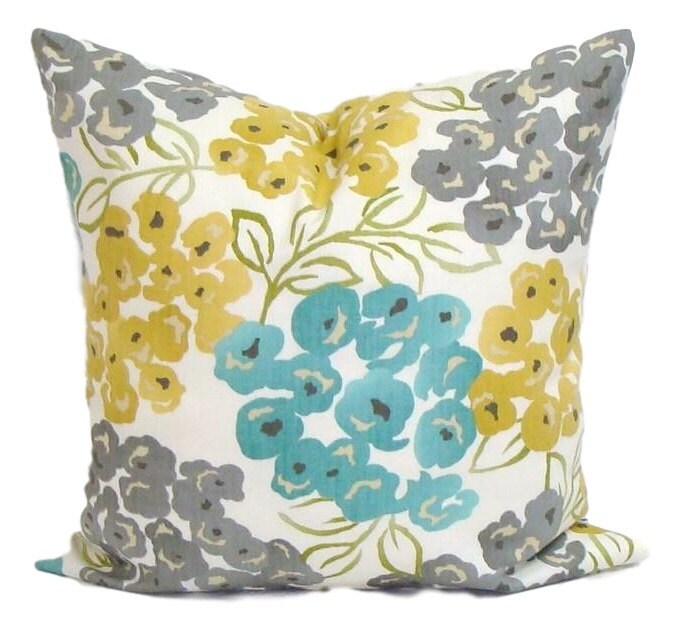 teal yellow pillow cover gray pillow pillow floral pillow decorative pillow - Gold Decorative Pillows teal yellow pillow cover gray pillow pillow floral pillow decorative pillow - Gold Decorative Pillows