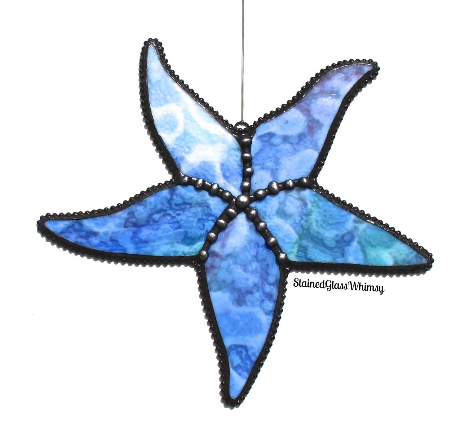 Stained Glass STARFISH Suncatcher Cobalt by stainedglasswhimsy