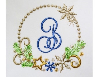Christmas Monogram Font Frame Embroidery Machine Embroidery Design CHR032