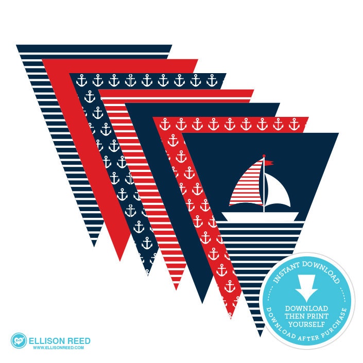 Nautical Banner Nautical Bunting Banner Nautical Birthday