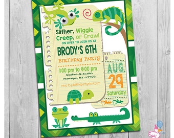 Reptile Invitation, Reptile Birthday Invitation, Reptile Birthday Party Invite, Printable