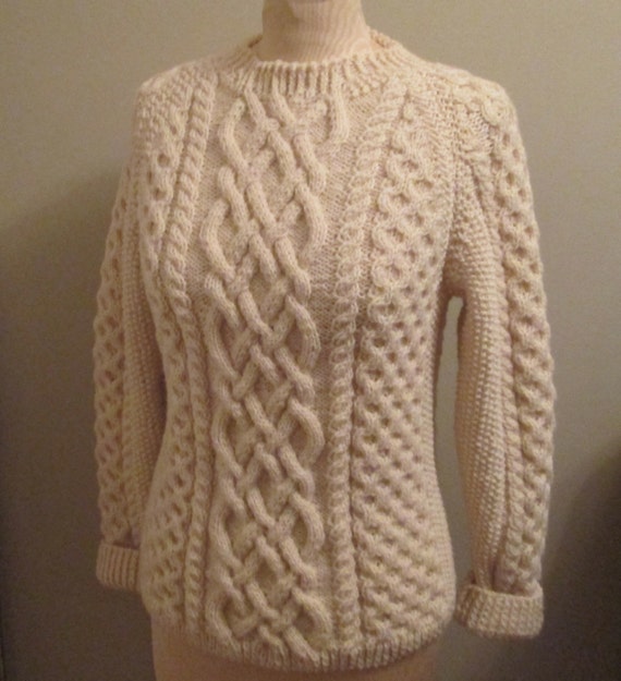 Items similar to Handmade Irish Knit Celtic Knot Fisherman's Sweater in ...