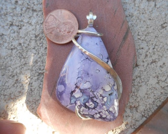 GREAT Breciated Tiffany Stone Silver Wrapped Pendant