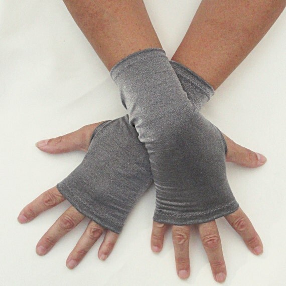 Silver Fingerless Gloves Metallic Silver Gloves