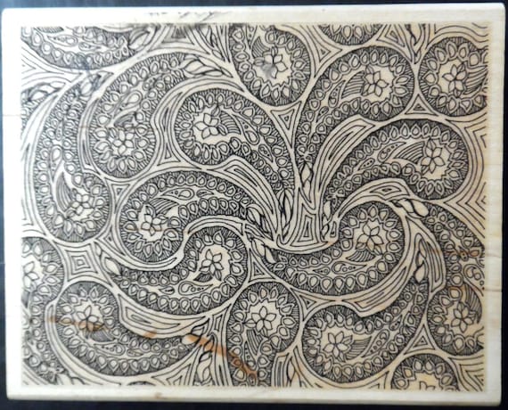 Large Rubber Stamp Paisley Floral Flower Flowers Hippie