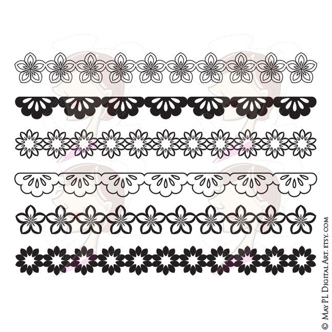 Papel Picado Borders Digital Clip Art Mexican Design Elements