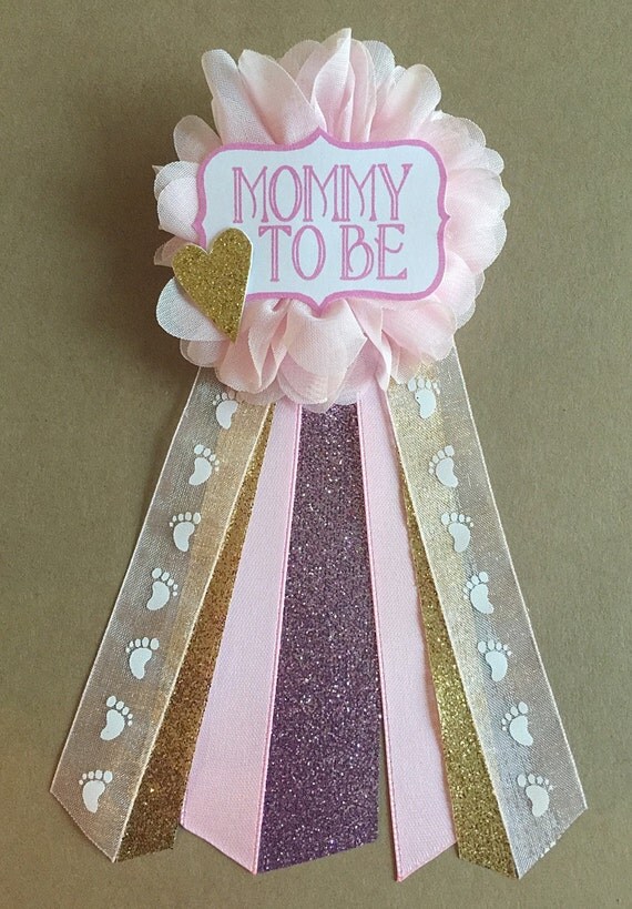 Items Similar To Pink Purple Gold Baby Shower Mommy To Be Flower Ribbon