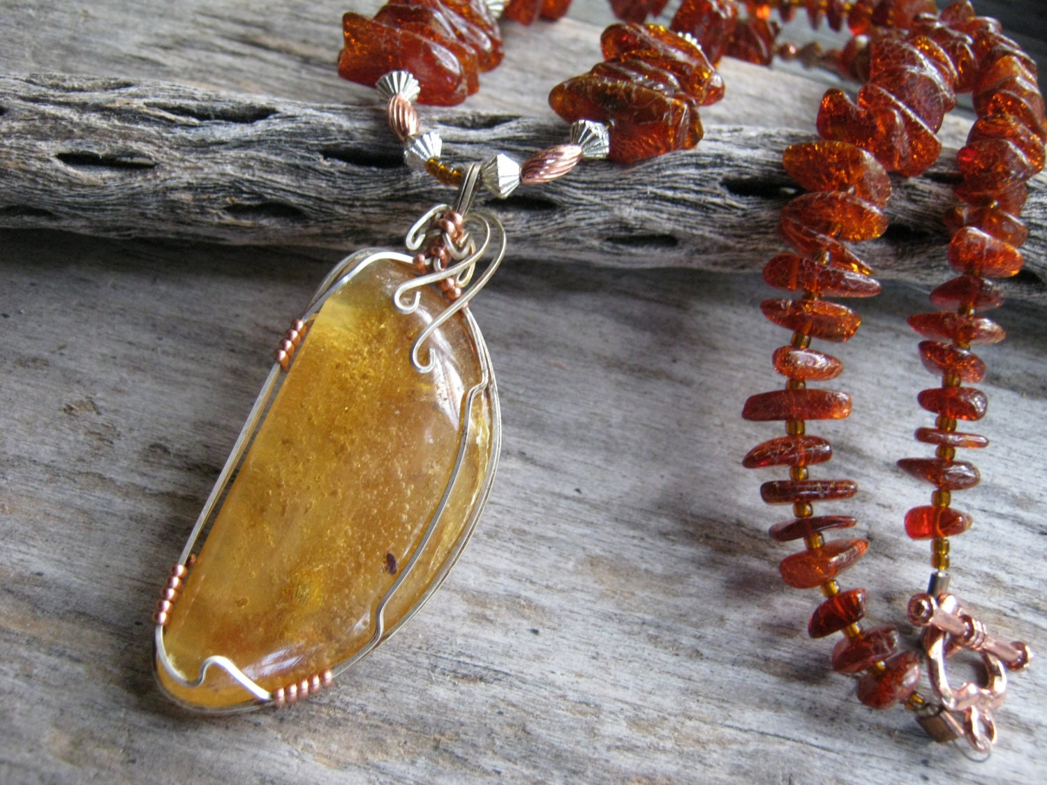 Baltic Amber Necklace Copal Amber Pendant Fossil Jewelry