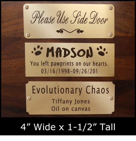 Items similar to Engraved Solid Brass Plate Picture Frame Art Label ...