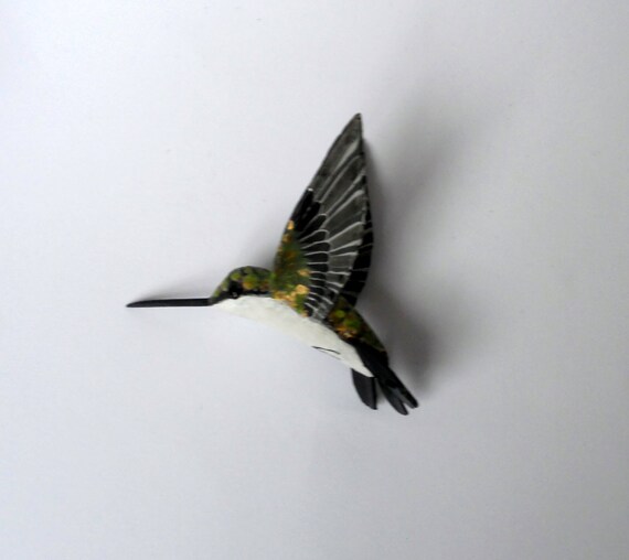 hummingbird art paper mache Colibri sculpture bird ornament