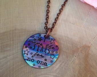 David Bowie Labyrinth necklace, I move the stars for no one necklace, Labyrinth quote necklace, Goblin King quote, David Bowie necklace