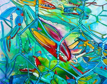 Crab Pot Full-Giclee by Jen Callahan Canvas Wrap