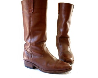 Items similar to Vintage 9 West Riding Boots, Dark Brownish Red Leather