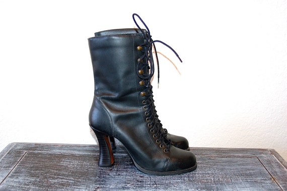victorian style black lace up boots