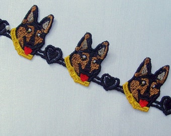 Alsatian-German Shepherd Dog-Machine Embroidered-Lace Bracelet-Novelty