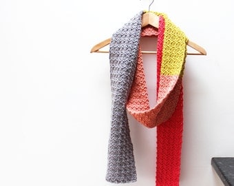 Crochet Scarf Pattern +Instant Download+ Rebecca Colour Block Scarf (pdf file)