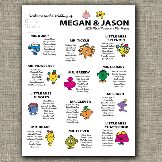 Cool and Funny Seating Chart for weddings birthdays and