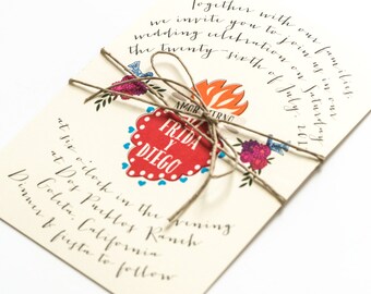 Destination Wedding Invitations - Frida Kahlo Inspired Summer - Mexican Corazon Sacred Heart – Wedding Invitation (Frida Suite)