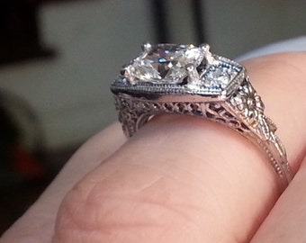 antique style engagement ring art nouveau engagement ring 1920s engagement ring filigree ring - Vintage Wedding Rings 1920 antique style engagement ring art nouveau engagement ring 1920s engagement ring filigree ring - Vintage Wedding Rings 1920