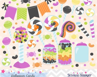 INSTANT DOWNLOAD, halloween candy clipart or trick or treat clipart and vectors for personal and commercial use