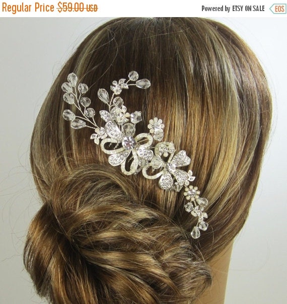 Crystal Flower Bridal Comb, JULIA Hair Comb, Bridal hair comb, Wedding