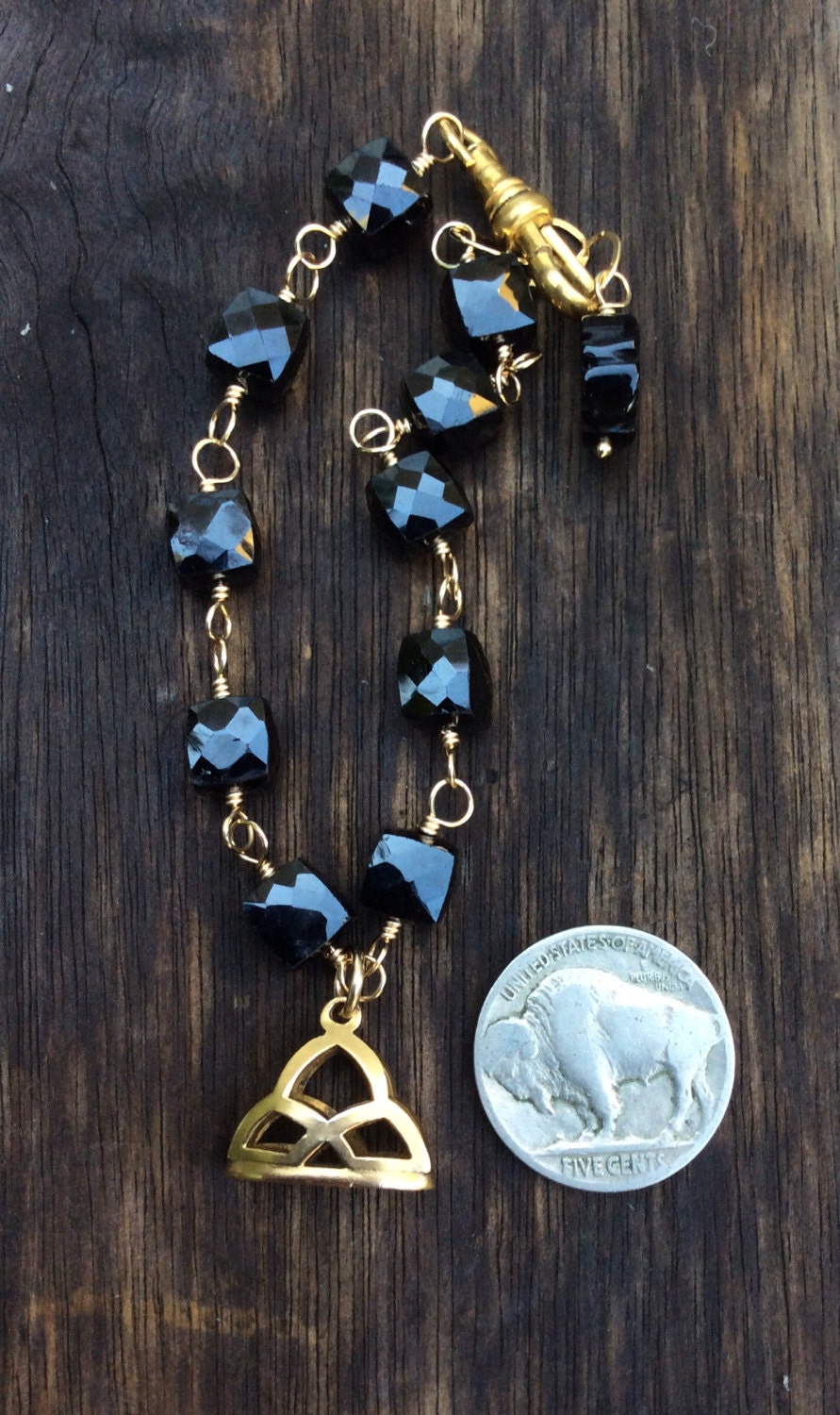 Antique Watch Fob Charm Bracelet AAA Quality Black Onyx