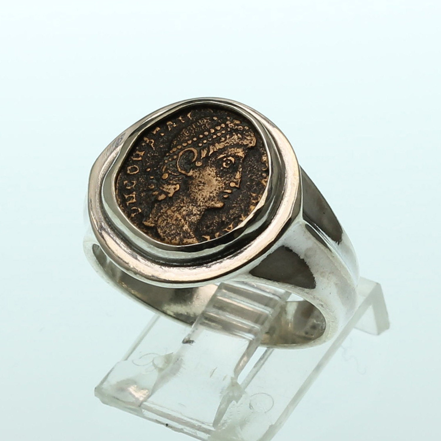 ancient coin ring sterling silver men's ring size 10.5