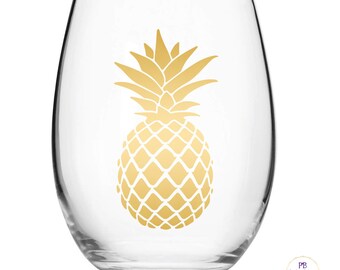 Gold Pineapple decal for wine glass /DIY Decal / Car Decal / Tumbler Decal