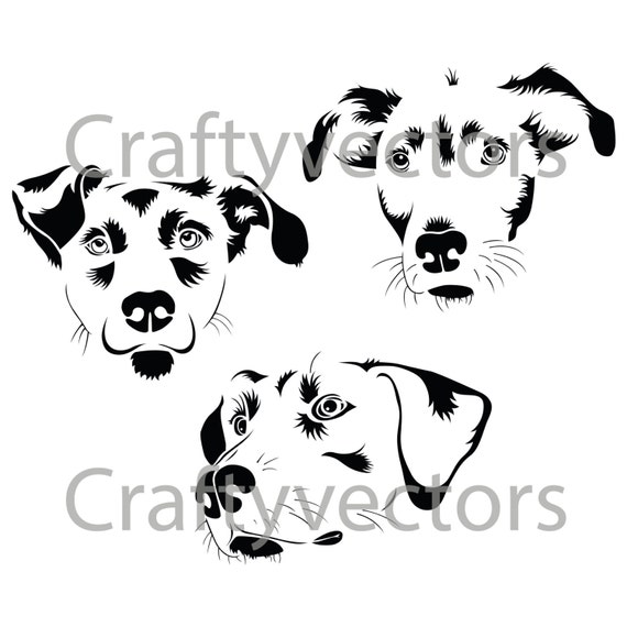 Mixed Breed Dog (Mutt) Portraits Vector File SVG