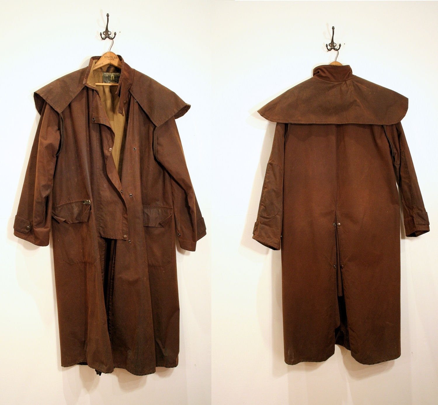 70s Oil Cloth Drizabone Duster Stockmans Coat