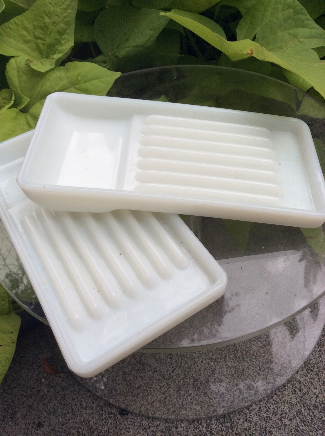 Glass Dental Trays 2 milkglass trays Haute Juice