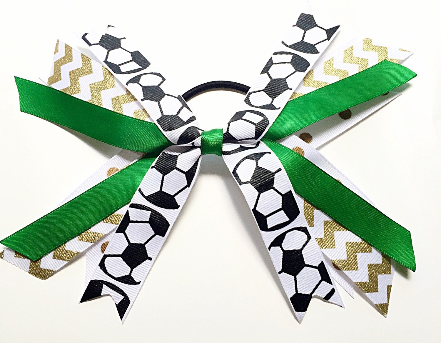 Custom Team Colors Gold and Green Soccer Hair Ties Soccer