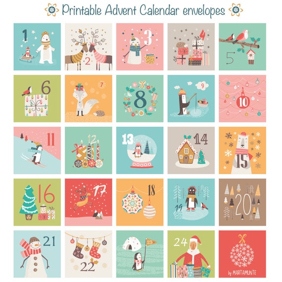 Items Similar To Printable Advent Calendar 24 Mini