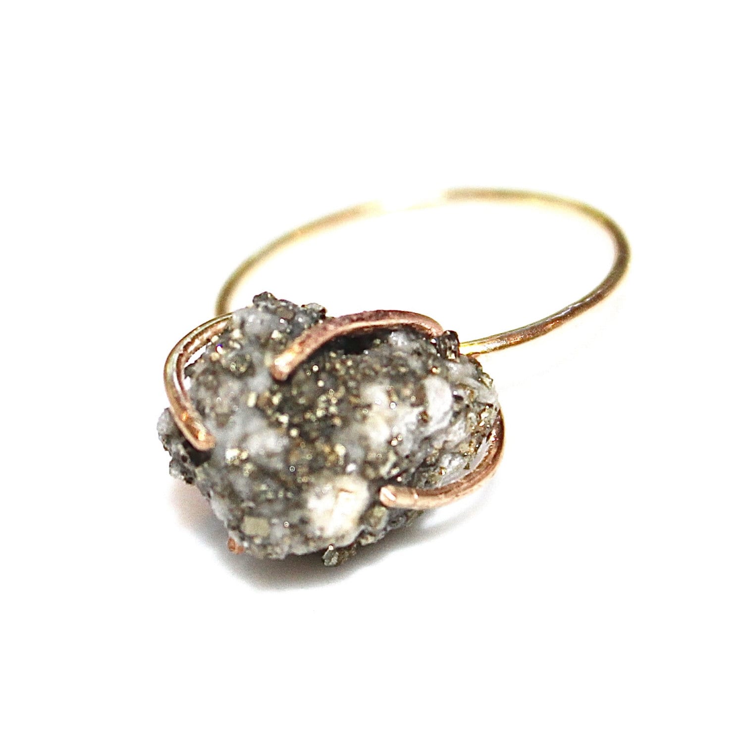 Raw Ring Pyrite Ring Calcite Ring Raw Stone Ring Natural Stone
