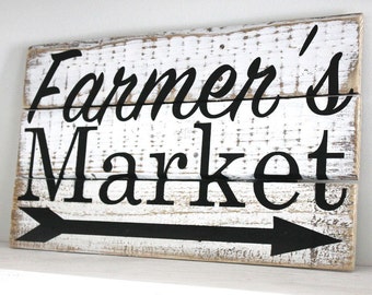 Farmer's Market Wood Sign, Kitchen Decor, Distressed, Farmhouse Decor, Country, Rustic Decor