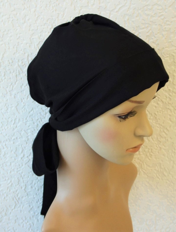 Black head scarf bad hair day head covering chemo head wear