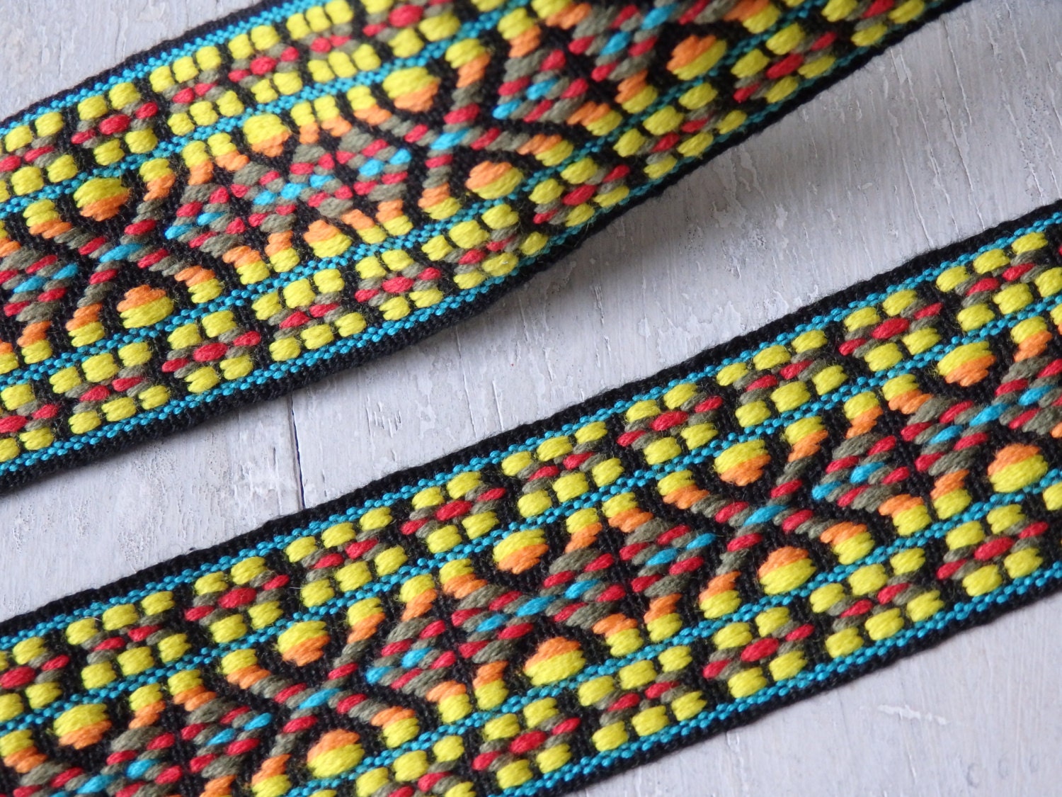 Colourful woven trim 1 yard woven jacquard trim in bright
