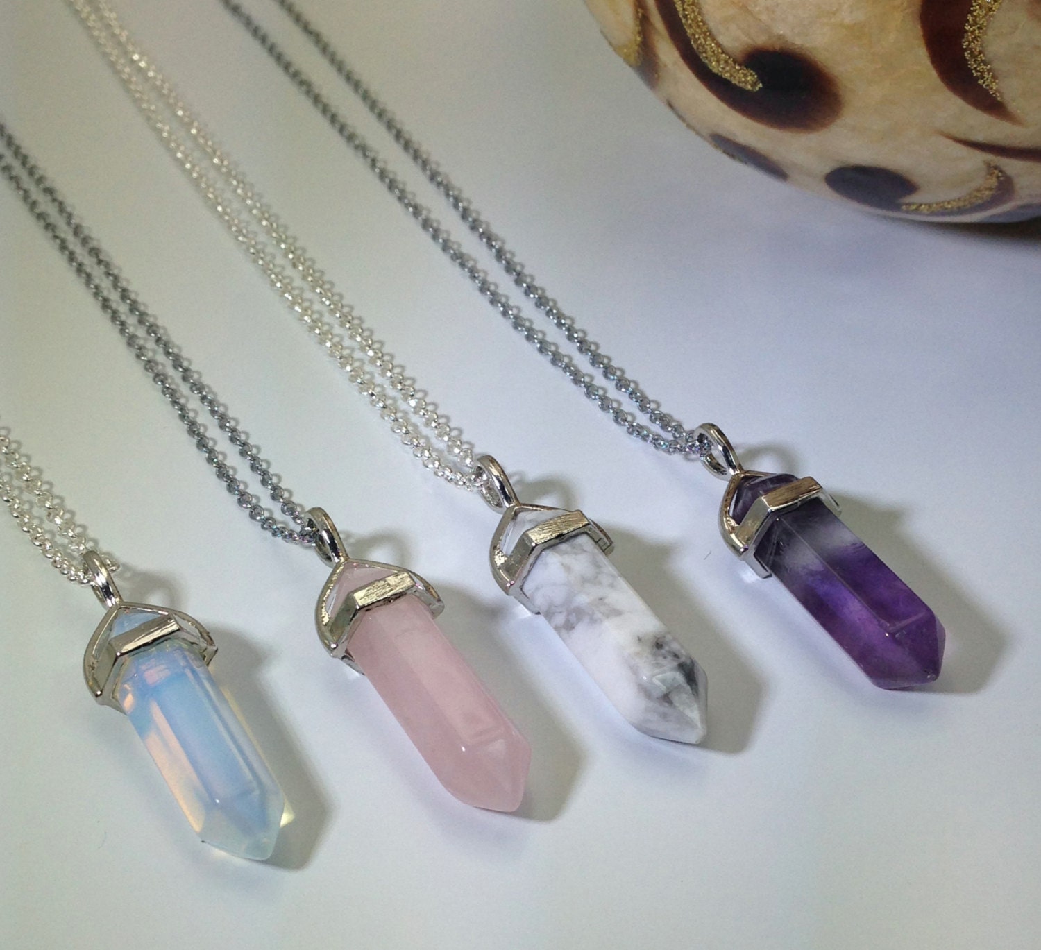 Crystal Point Necklace Crystal Pendant Necklace Opalite