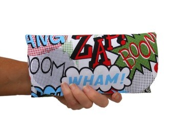 Comic book clutch bag mini: cartoon clutch purse, hand bag. comic book wallet.