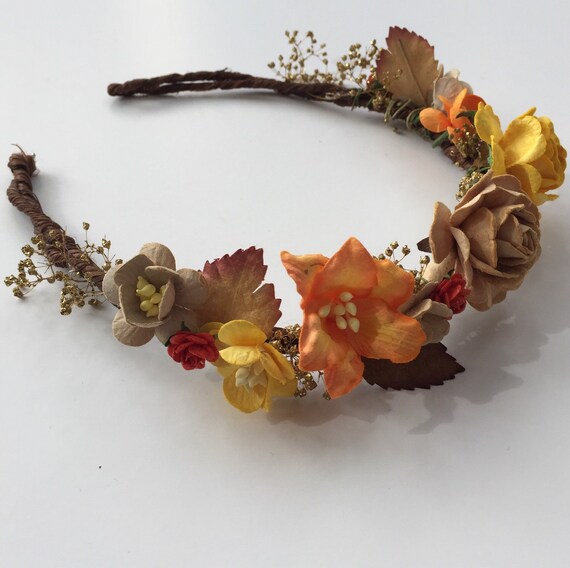 Fall Flower Crown...orange and yellow flower crown..Flower