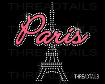 Paris / Eiffel tower rhinestone glitter bling shirt. Sparkle ladies gift idea. Vacation clothing, tees, tops, t-shirts.