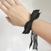 Leather Wrist Cuff Bow Bracelet, Black Leather Jewelry, Leather Bow, Leaf Cuff Bracelet, Leather Leaf, Arm Cuff, Wrist Band, Leaf Jewelry