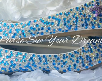 Custom Swarovski Crystal Rhinestone Ballet Flat Shoes - Wedding Shoes - Wedding Flats Shoes - Wedding Party Bridal Flats - Nautical Wedding