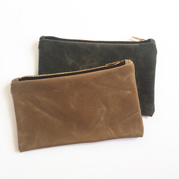 Small Waxed Canvas Zipper Pouch by jennengStudio on Etsy