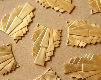 2 pc. Raw Brass Layered Geometric Connectors: 31mm by 22mm - made in USA | RB-593