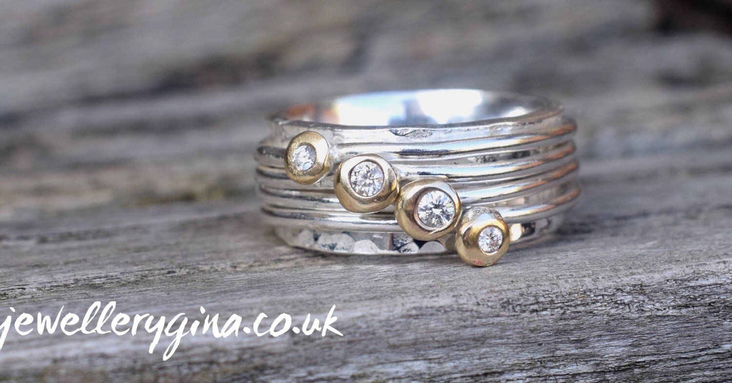 Diamond set spinning ring spinning ring mothers by JewelleryGina