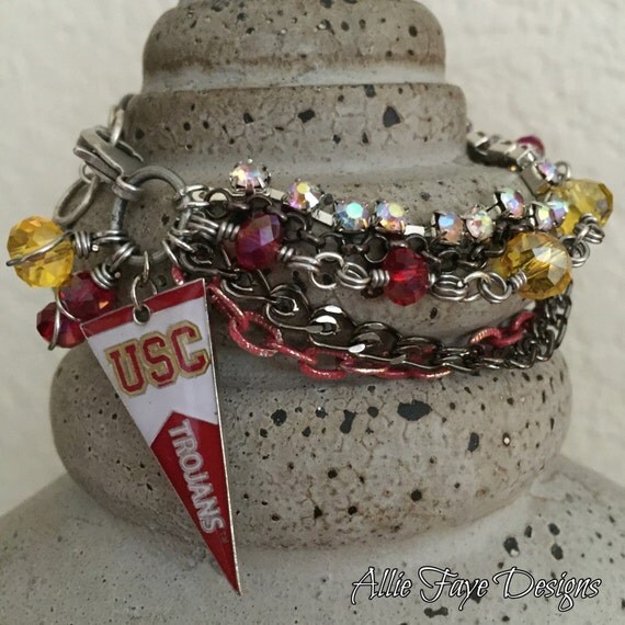 Items similar to SALE University of Southern California College Multi chain Rhinestone and
